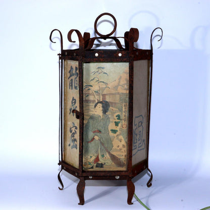 Japanese Iron Hexagonal Hanging lantern Andon Lamp temple Buddhism BOS858