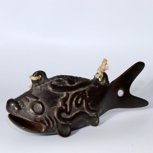 Japanese Antique copper catfish shape Bell ornament Zen Temple BOS846