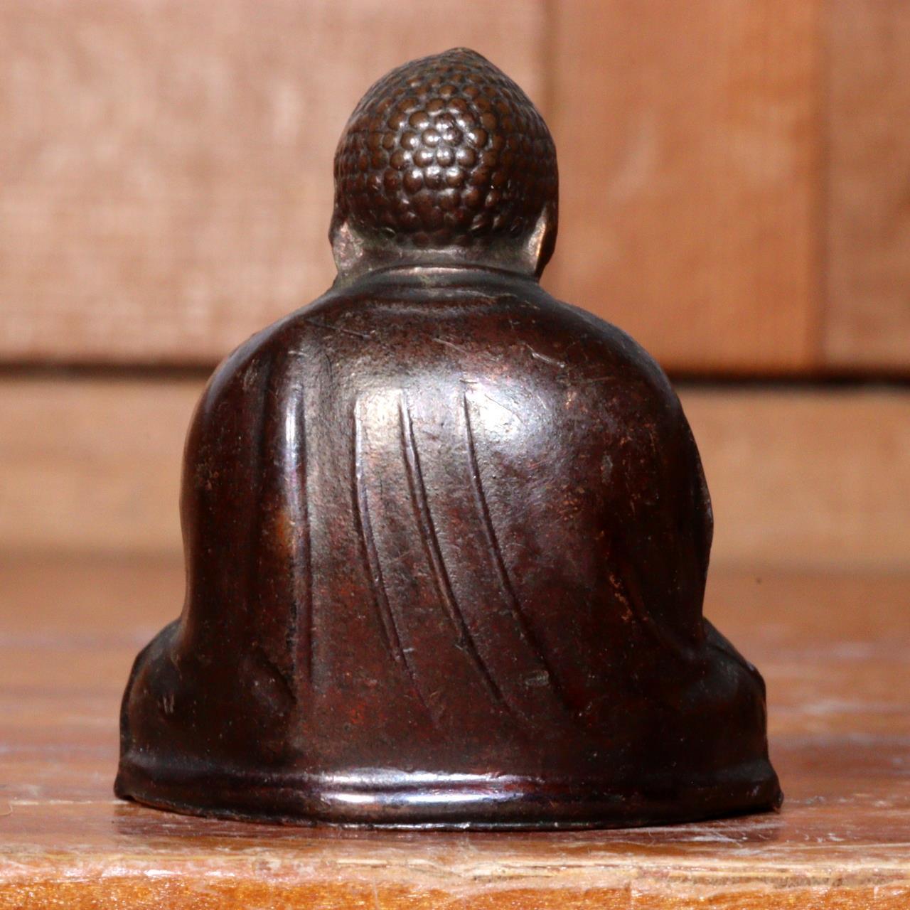 Japanese 4 Antique Bronze Buddhism Buddha statue Amida Nyorai w / box BOS812