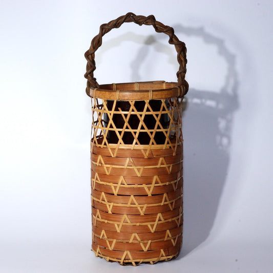 Vintage Japanese Bamboo Ikebana Flower Basket with Removable Vase BVO55