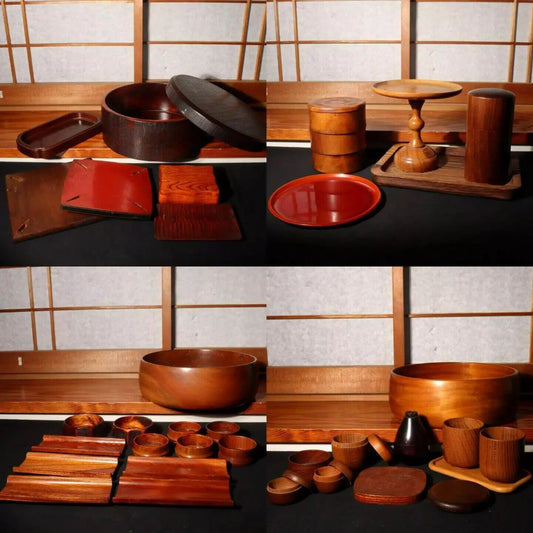 Japanese Vintage wooden Tea container Tea cup Tray Natsume set WO243