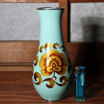 Hiroaki Ota Japanese cloisonne enamel sippou vase signed PV229