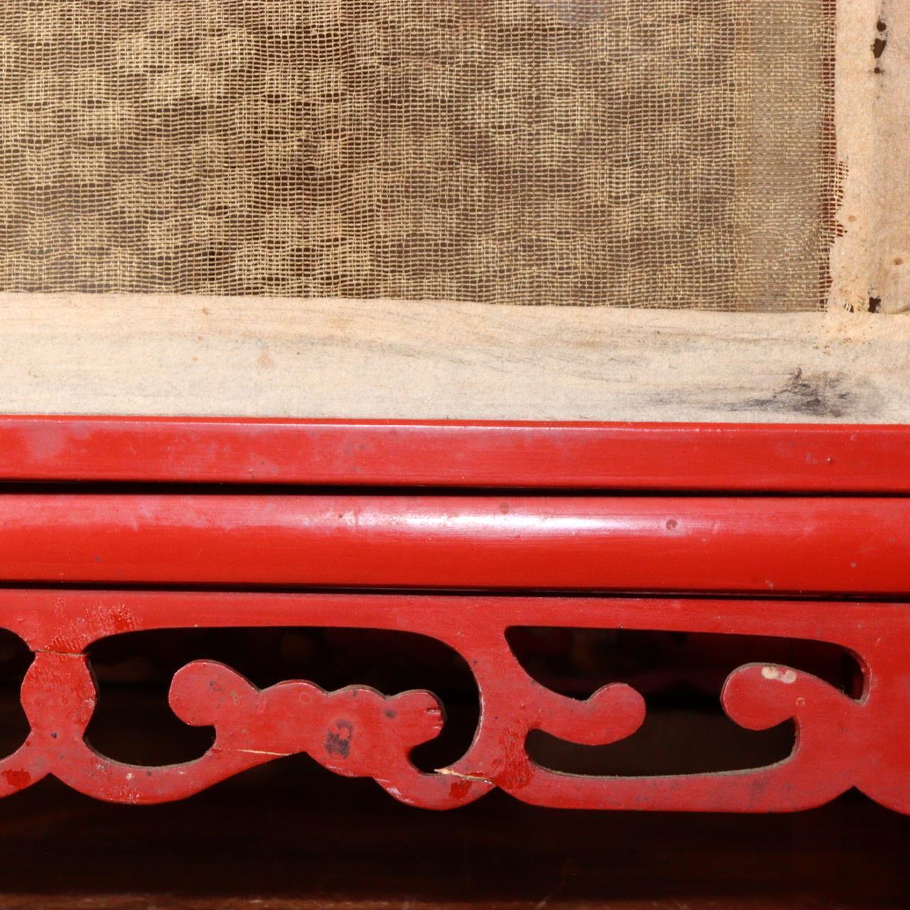 Japanese Antique Red Lacquered wooden hanging lantern Andon Lamp VG260