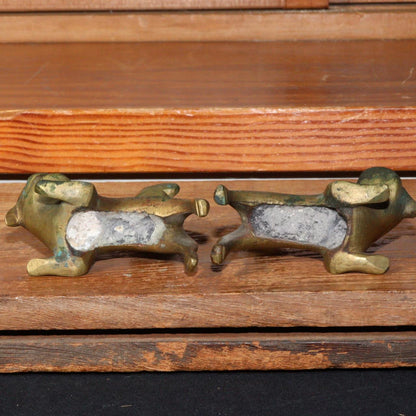 Japanese Antique Brass pair Komainu guardian dog Lion ornament w / box BOS774