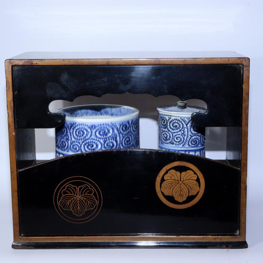 Japanese wooden Tobacco tray Bon Imari arabesque ash container set WO372