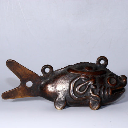 Japanese Antique copper catfish shape Bell ornament Zen Temple Ōbaku-shū BOS837