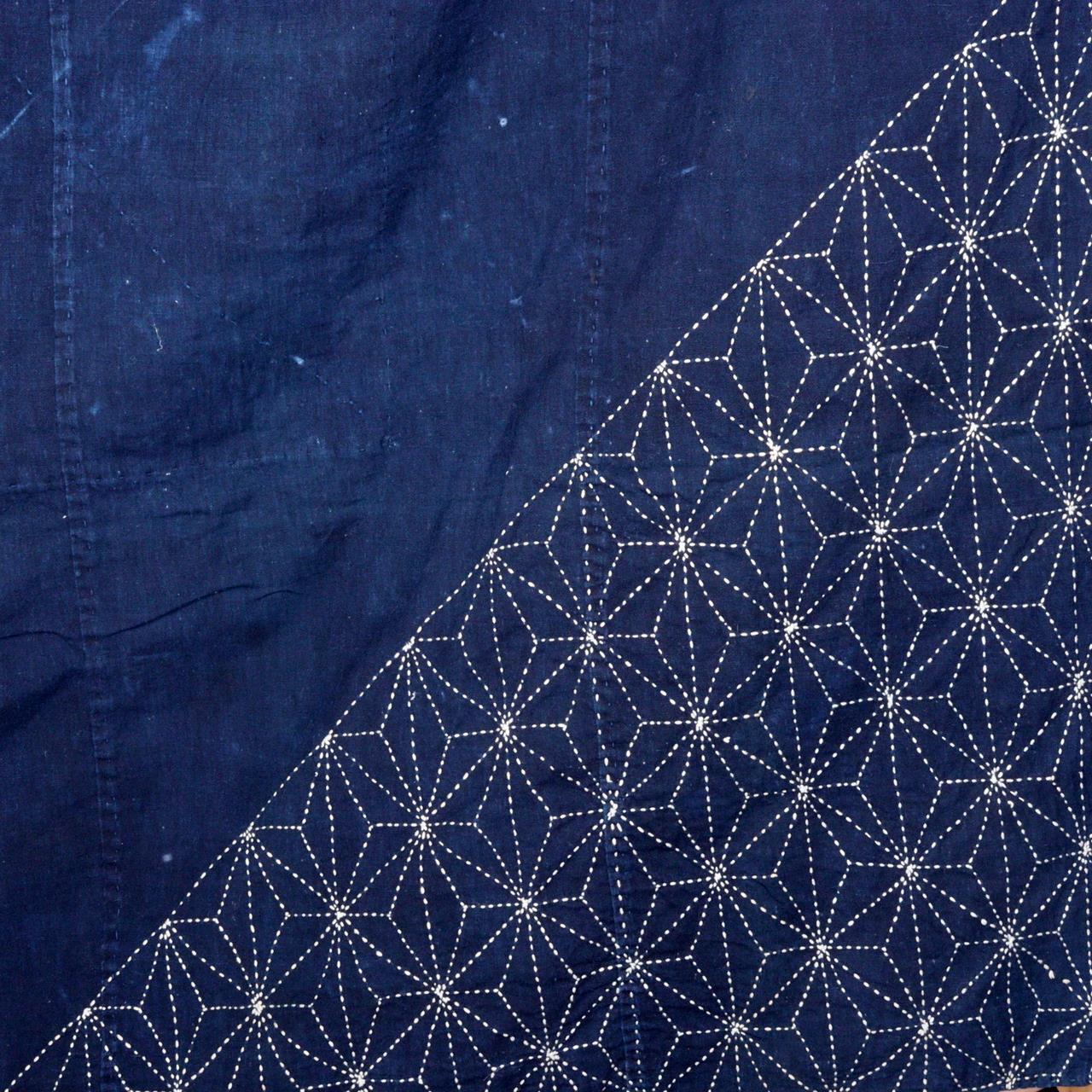 Japanese Antique Sashiko Fabric Aizome Furoshiki embroidery Boro Kire BRKW118