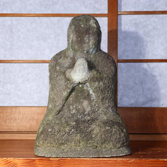Japanese Stone Jizo Buddha Garden Ornament Seki butsu Okimono Edo SDB100