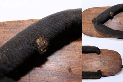 Antique Ice skating shoes wooden Geta Clogs Skates Japanese blacksm Signed WO376