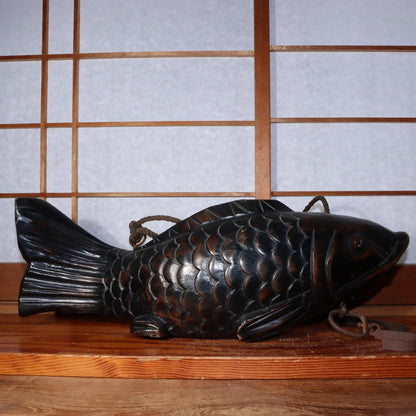 Japanese wooden Jizai kagi carp Carved Irori Fireplace JZI103