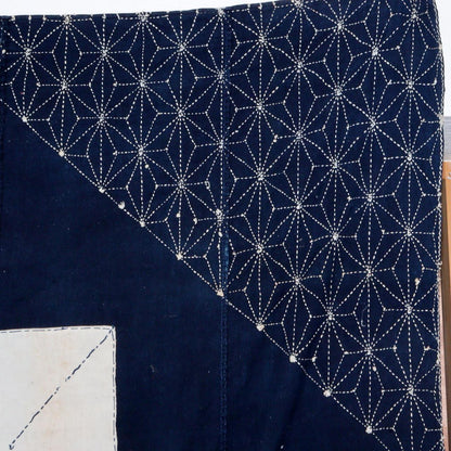 Japanese Antique Sashiko Fabric Aizome Furoshiki embroidery Boro Kire BRKW118