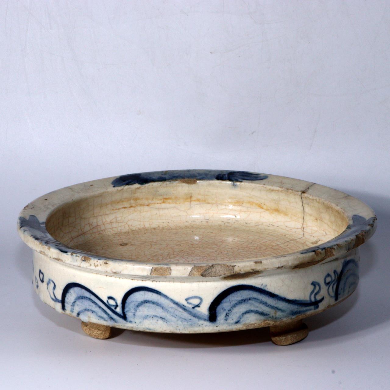 Japanese Seto Mino Pottery Flower Vase Plate Suiban Water basin signed PCP210