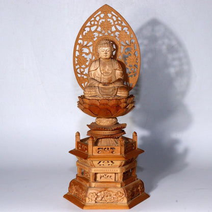 Japanese wooden Buddha statue Buddhism Shaka Nyorai Shakyamuni WB248