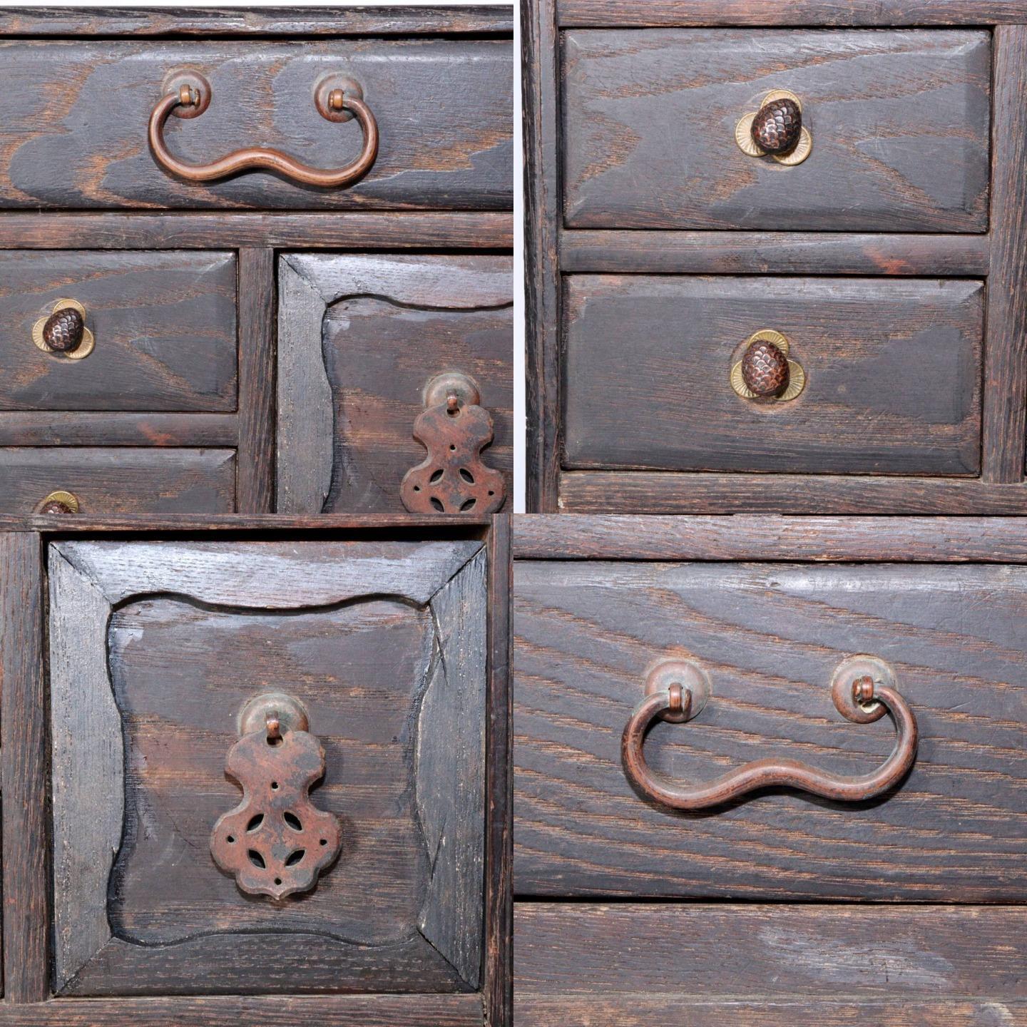 Japanese Antique wooden box Tansu chest of Drawers Edo - Showa Era WBX270