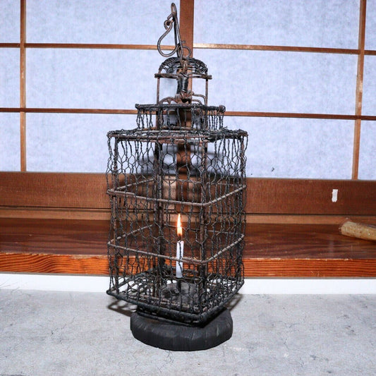 Japanese Antique Iron hanging lantern Toro Candlestick Temple Buddhism BOS845