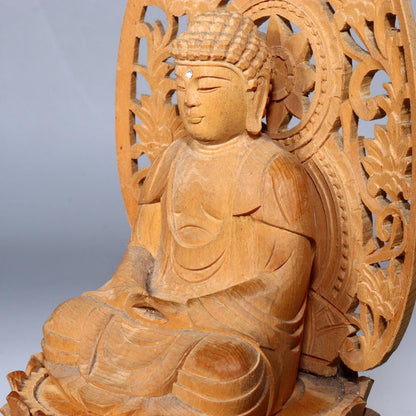 Japanese wooden Buddha statue Buddhism Shaka Nyorai Shakyamuni WB248