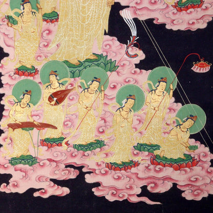 Japanese Kakejiku Nyorai Raigō-zu Hanging scroll Amitabha Buddha art ASO334