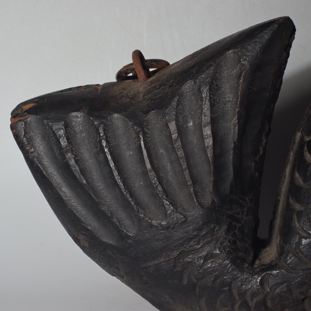 Japanese wooden Jizai kagi sea bream Carved Irori Fireplace Carp Folk art JZI106