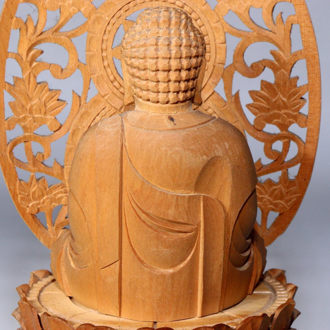 Japanese wooden Buddha statue Buddhism Shaka Nyorai Shakyamuni WB248