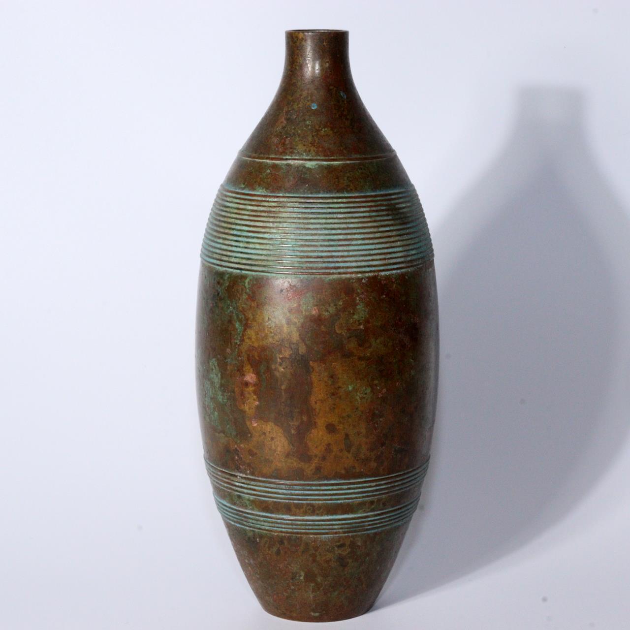 Unique Japanese Vintage Bronze Vase with Patina – Mid-Century Modern Style BV564
