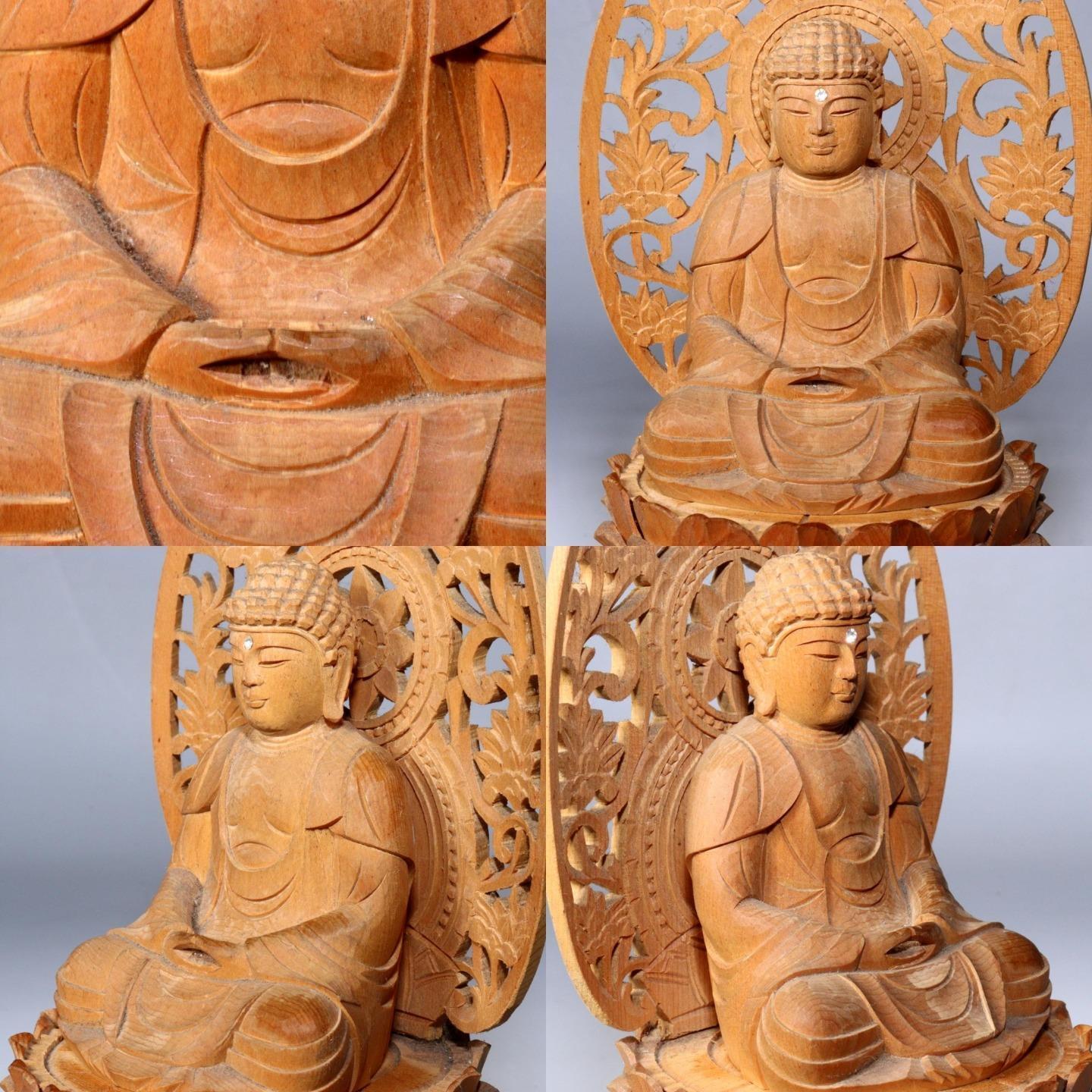 Japanese wooden Buddha statue Buddhism Shaka Nyorai Shakyamuni WB248