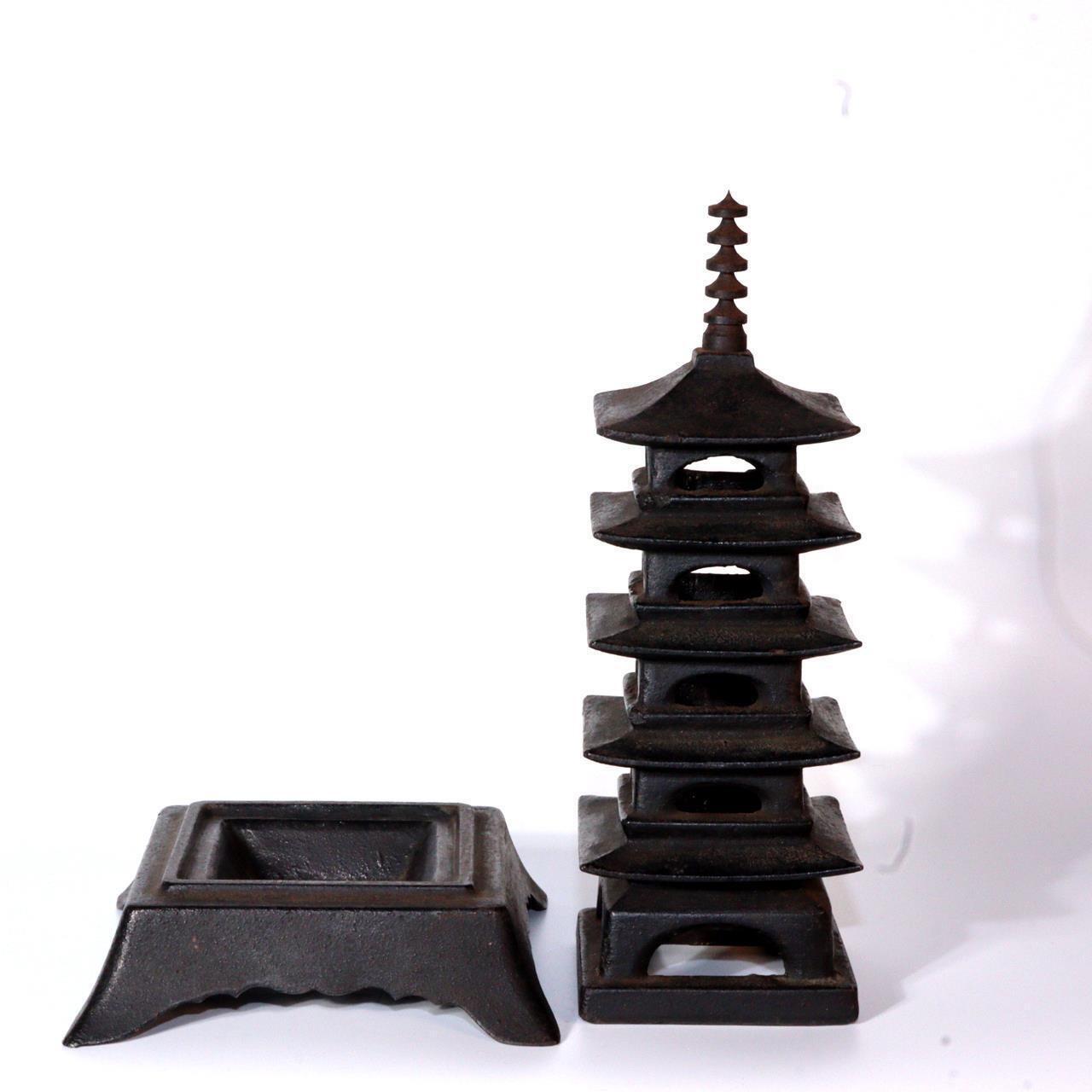 Japanese Iron Five storied pagoda ornament Temple Buddhism BOS848