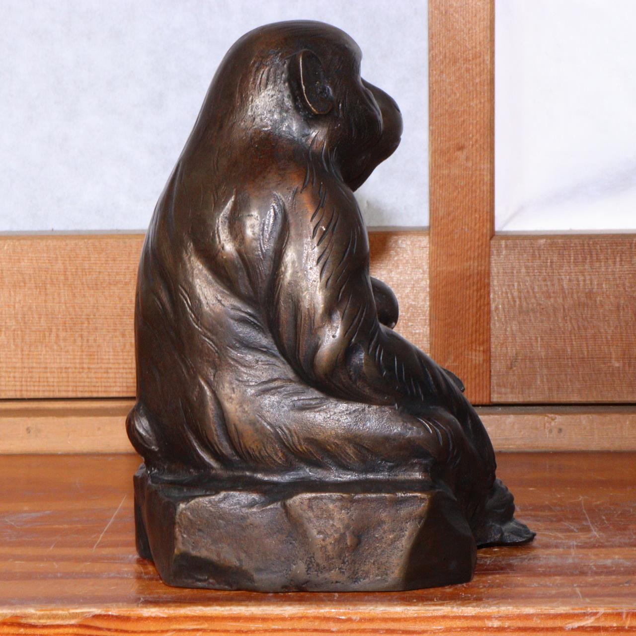 Kansui Watanabe Nitten artist Monkey Bronze statue ornament Japanese BOS804