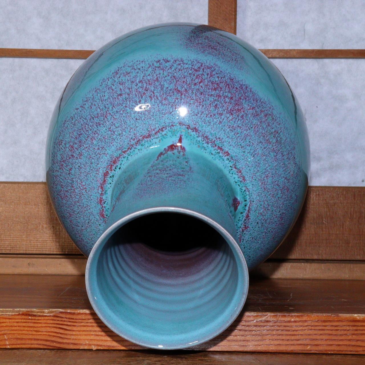 Hitoshi Nakajima Japanese jade glaze vase signed porcelain ceramic w box PV218