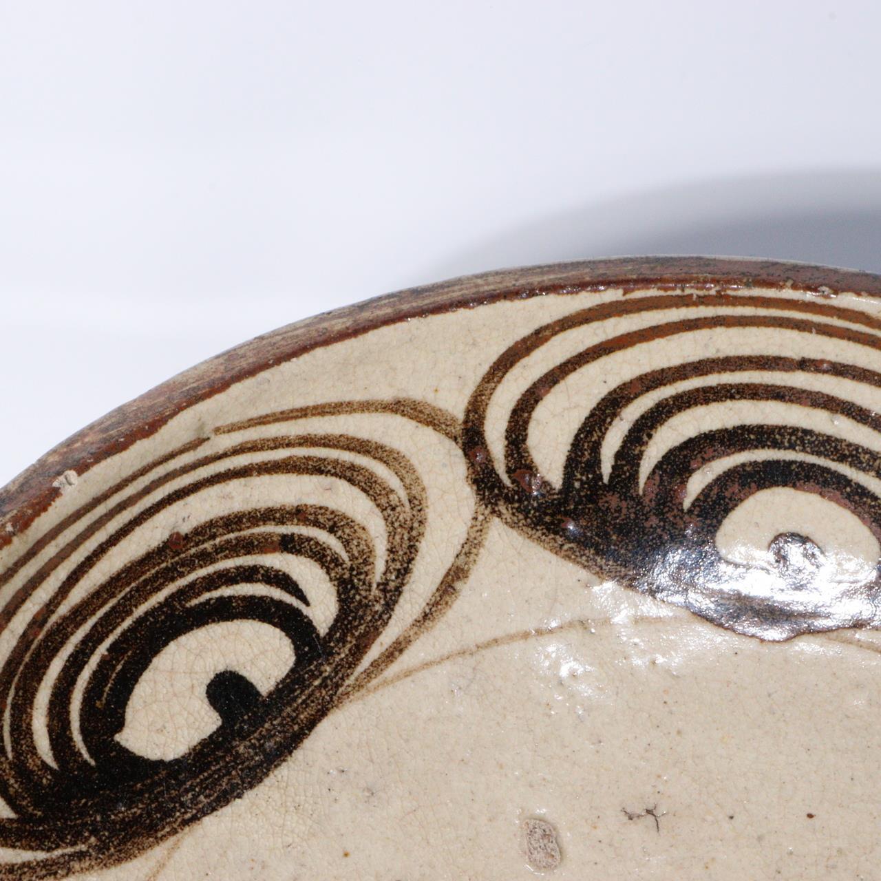 Japanese Antique Ko Seto ware Umanome Zara Horse eye plate Porcelain Edo PCP226