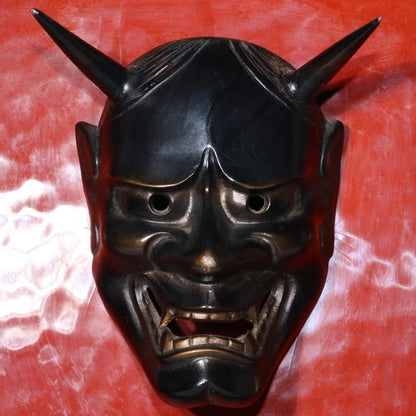 Japanese Iron Noh mask Hannya demon oni signed MSK499