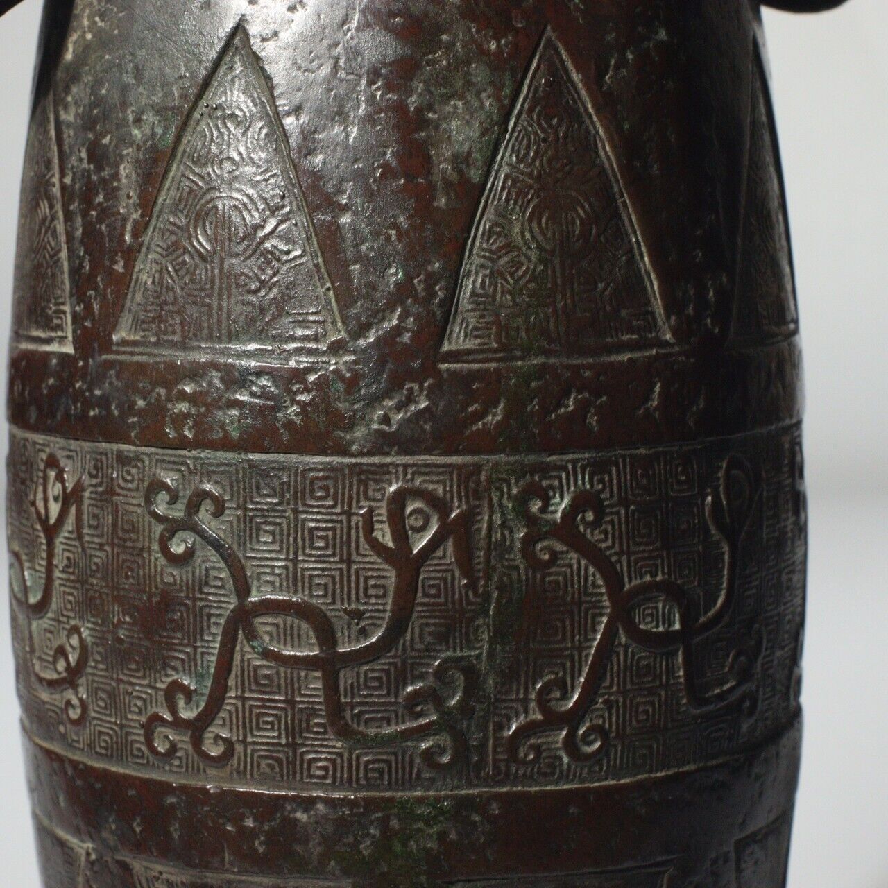 Authentic Ming dynasty Antique Bronze Flower vase Ornate Symbolic Chinese BV529