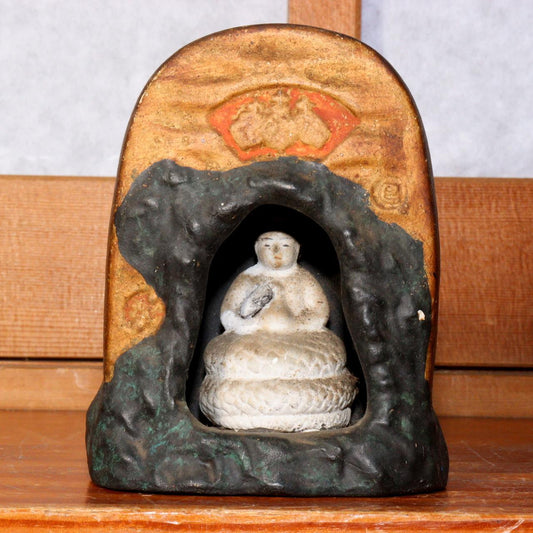 Japanese Vintage Pottery Ugajin statue zushi Benzaiten Shinto Buddhism 宇賀神 PO32