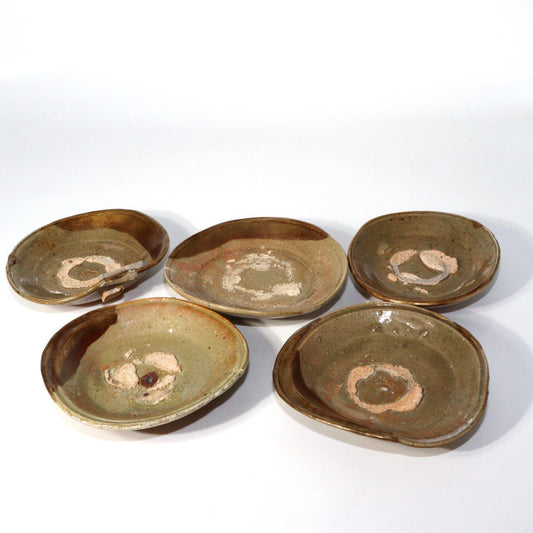 Japanese Antique Karatsu ware tea 5 Plates Pottery Ceramic bowl PCP152