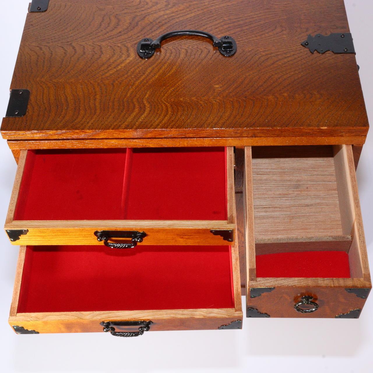 Japanese Wooden Sewing box Haribako Tansu Chest Accessory case WBX265