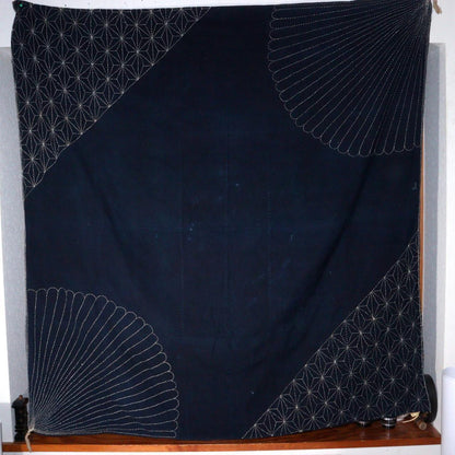 Japanese Antique Sashiko Fabric Aizome Furoshiki embroidery Boro Kire BRKW118