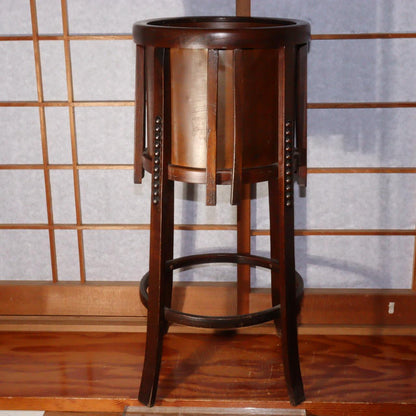 Japanese Antique Folk art Wooden Copper Large brazier Hibachi Hiire Stand BOS779