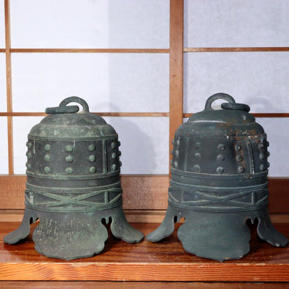 Japanese Antique Bronze Pair Hanging bell Temple Buddhist BOS816