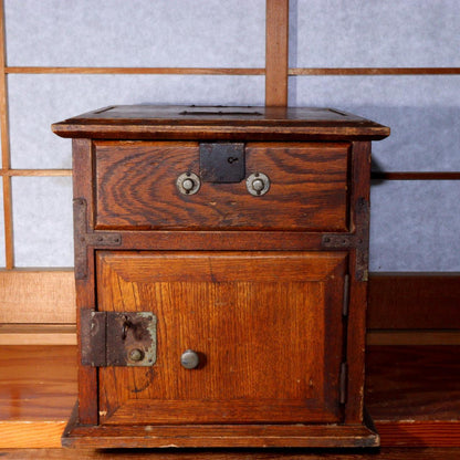 Japanese Antique Safe cash register wooden Money Box Chest drawer WBX229