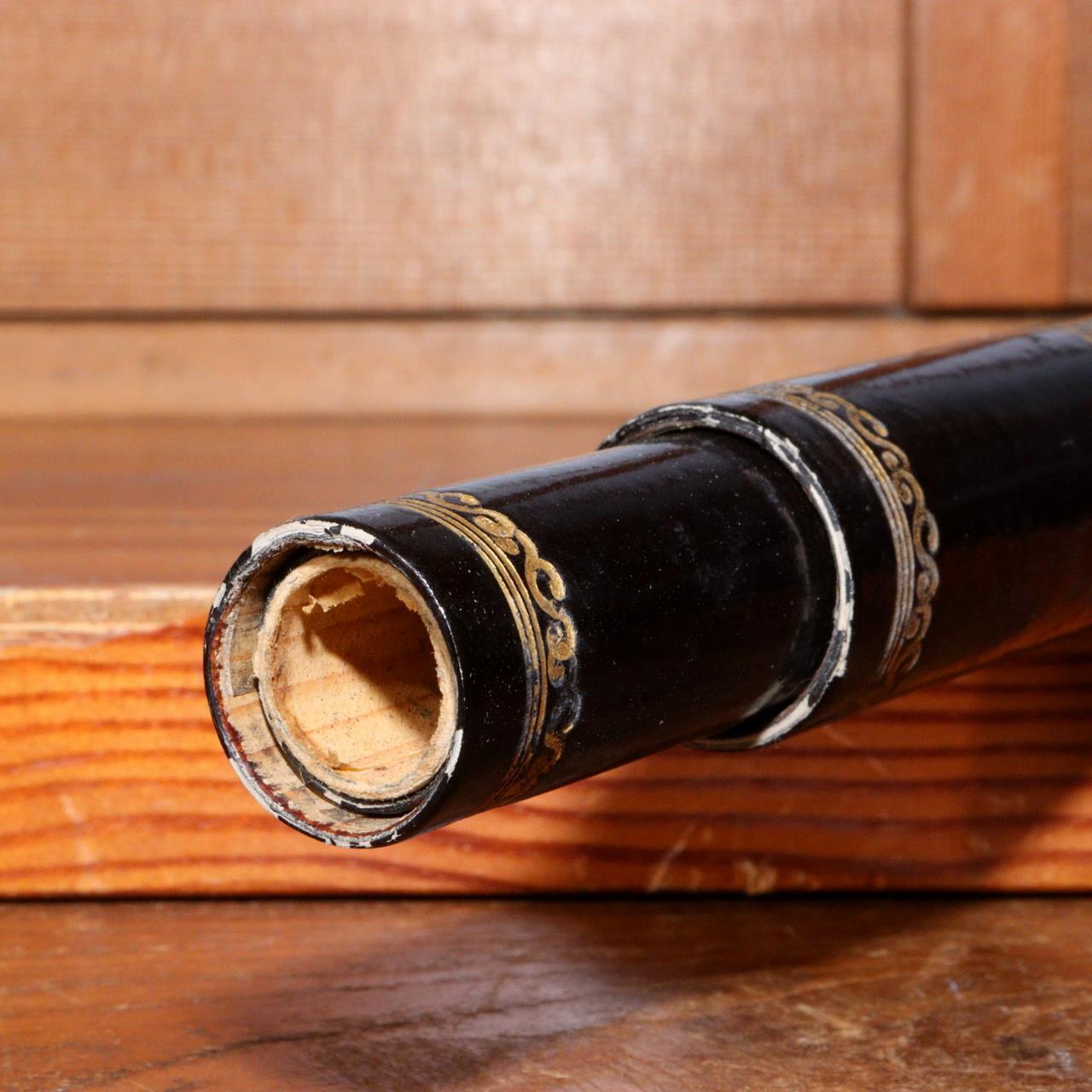 Japanese Antique Black lacquer Telescope Ikkanbari Spyglass Samurai VG340