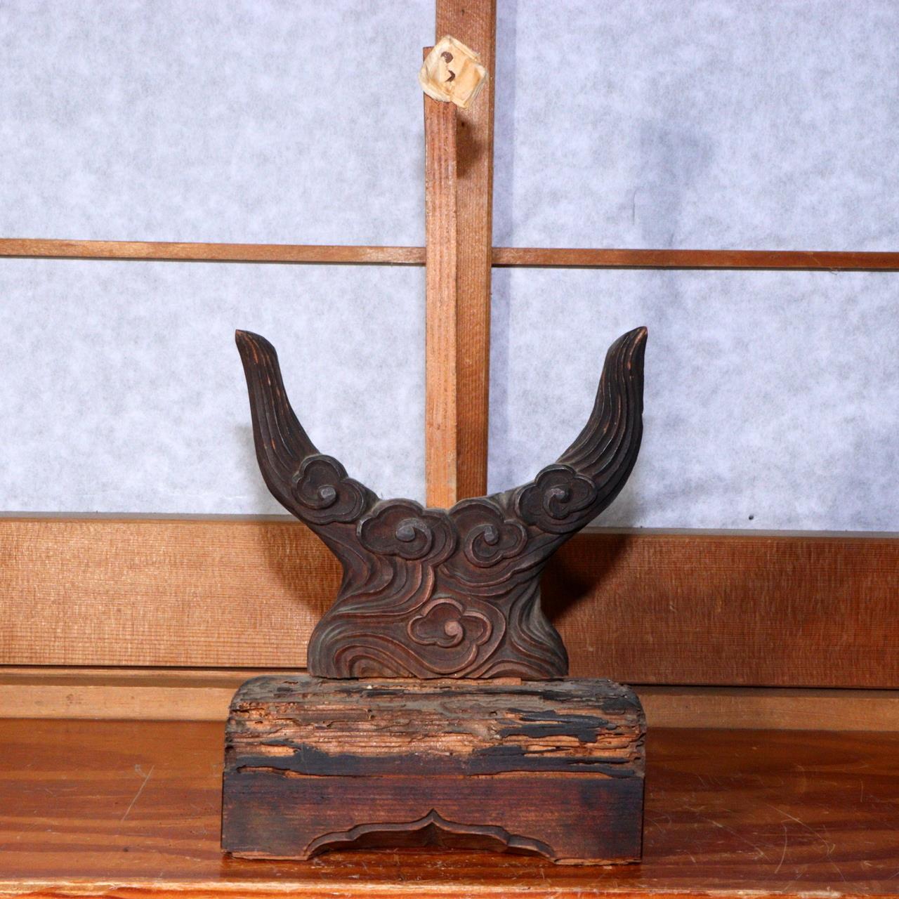 Japanese Antique shinto Shinkyo mirror stand Temple Buddhist art Edo Era WO279