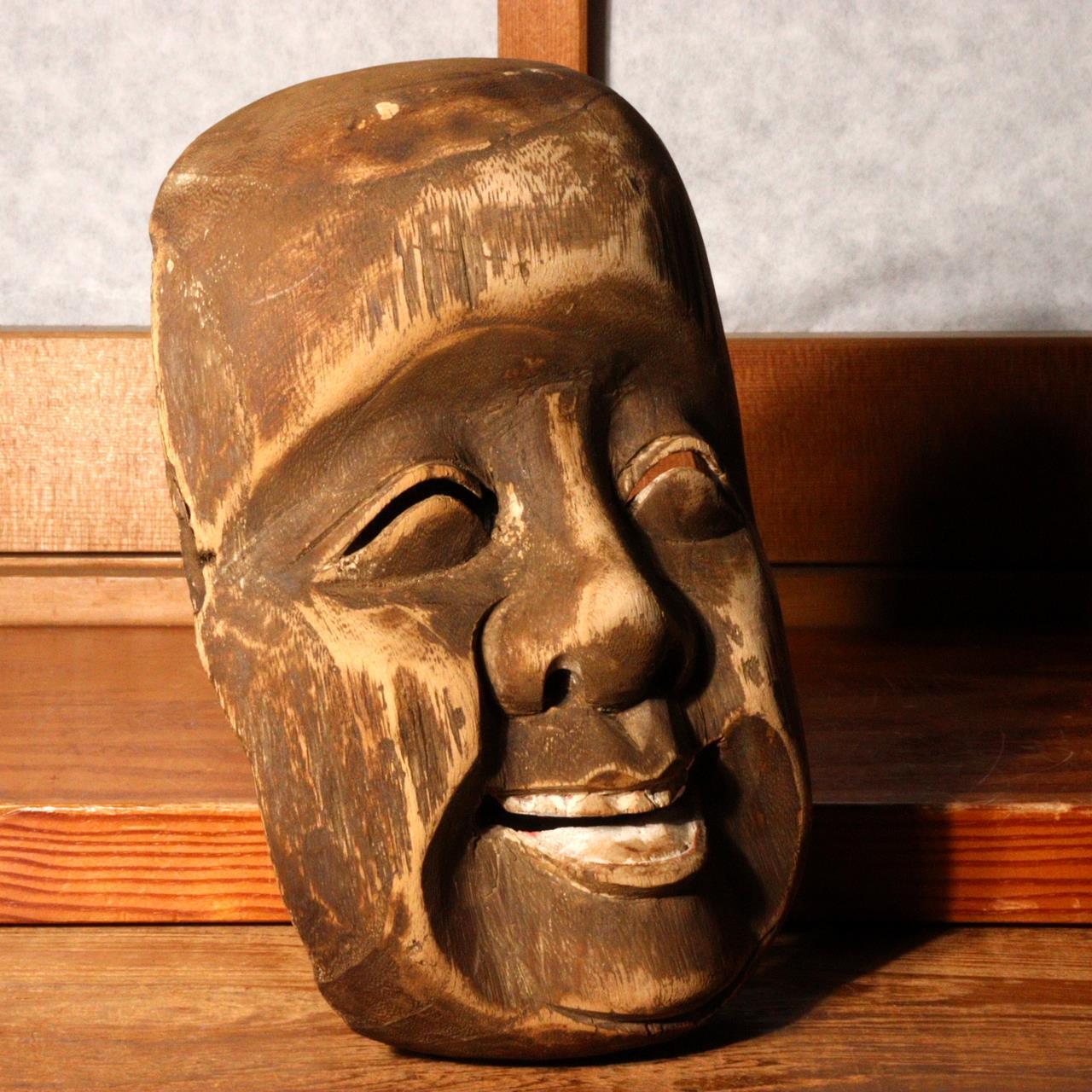 Japanese Antique wooden Noh mask Kyogen Edo Period MSK454