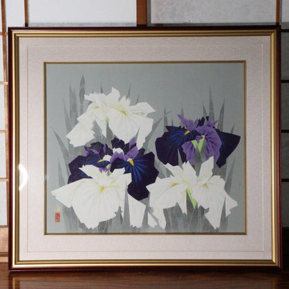 Japanese painting Art Atsuo Nakatani woodblock print Iris ASO337