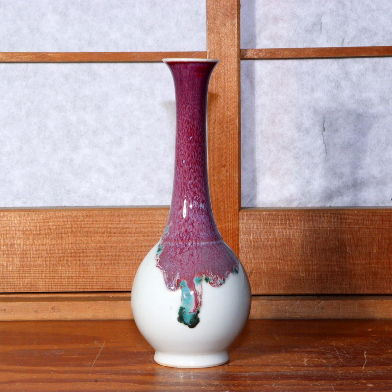 Japanese Glaze Flower vase Matsuyama Gaei porcelain vase signed w / box PV232