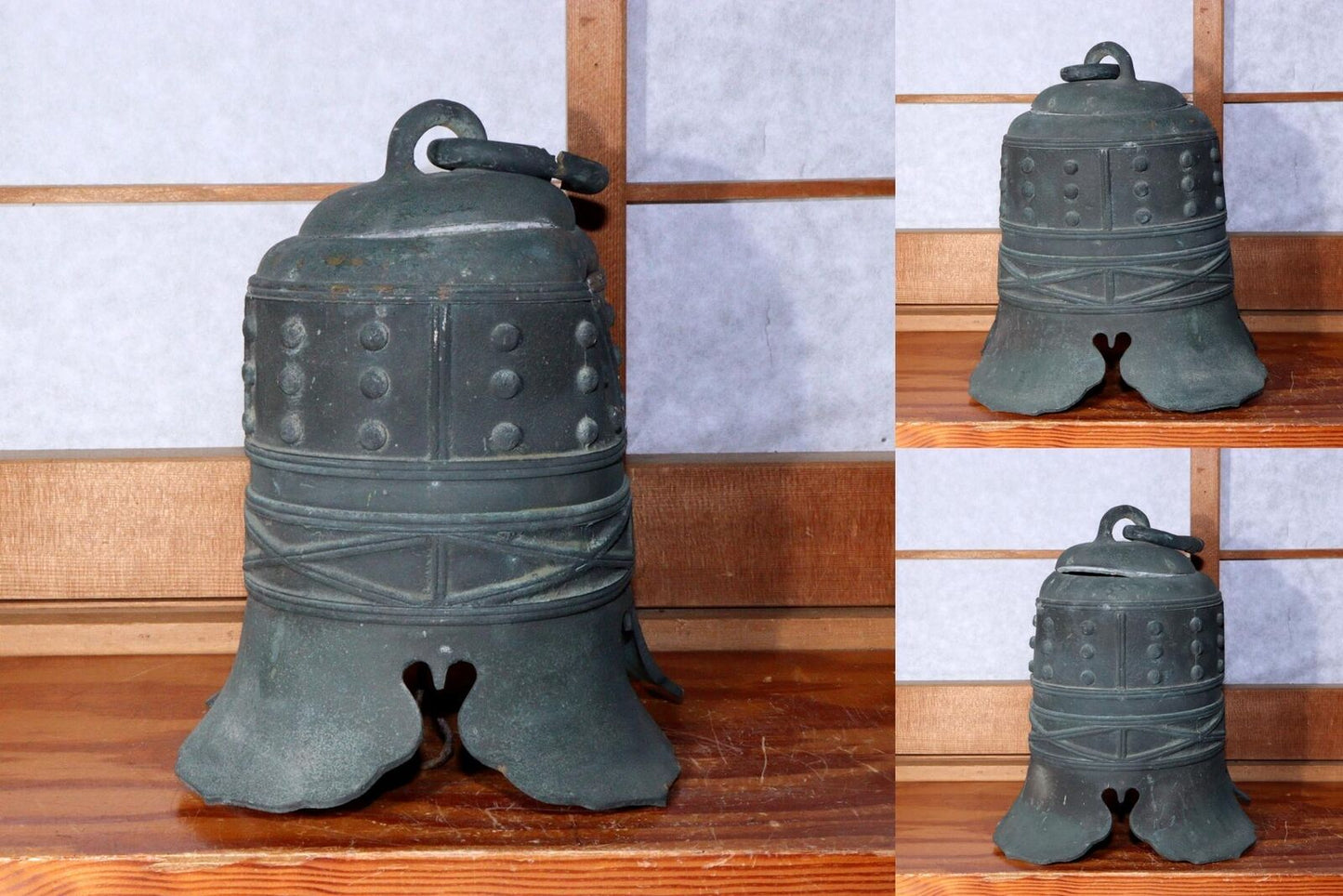 Japanese Antique Bronze Pair Hanging bell Temple Buddhist BOS816