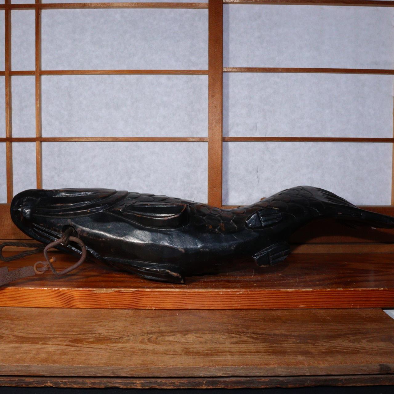 Japanese wooden Jizai kagi carp Carved Irori Fireplace JZI103