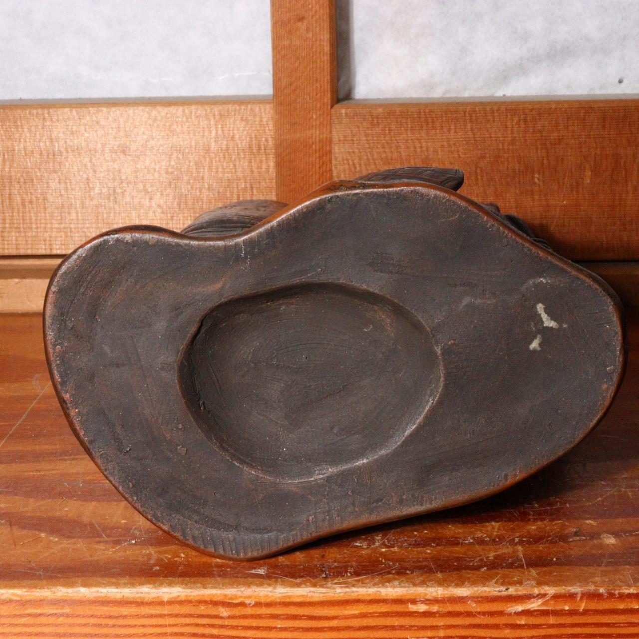 Japanese Bizen ware pottery ceramic Statue vase ornament signed w / box BW74
