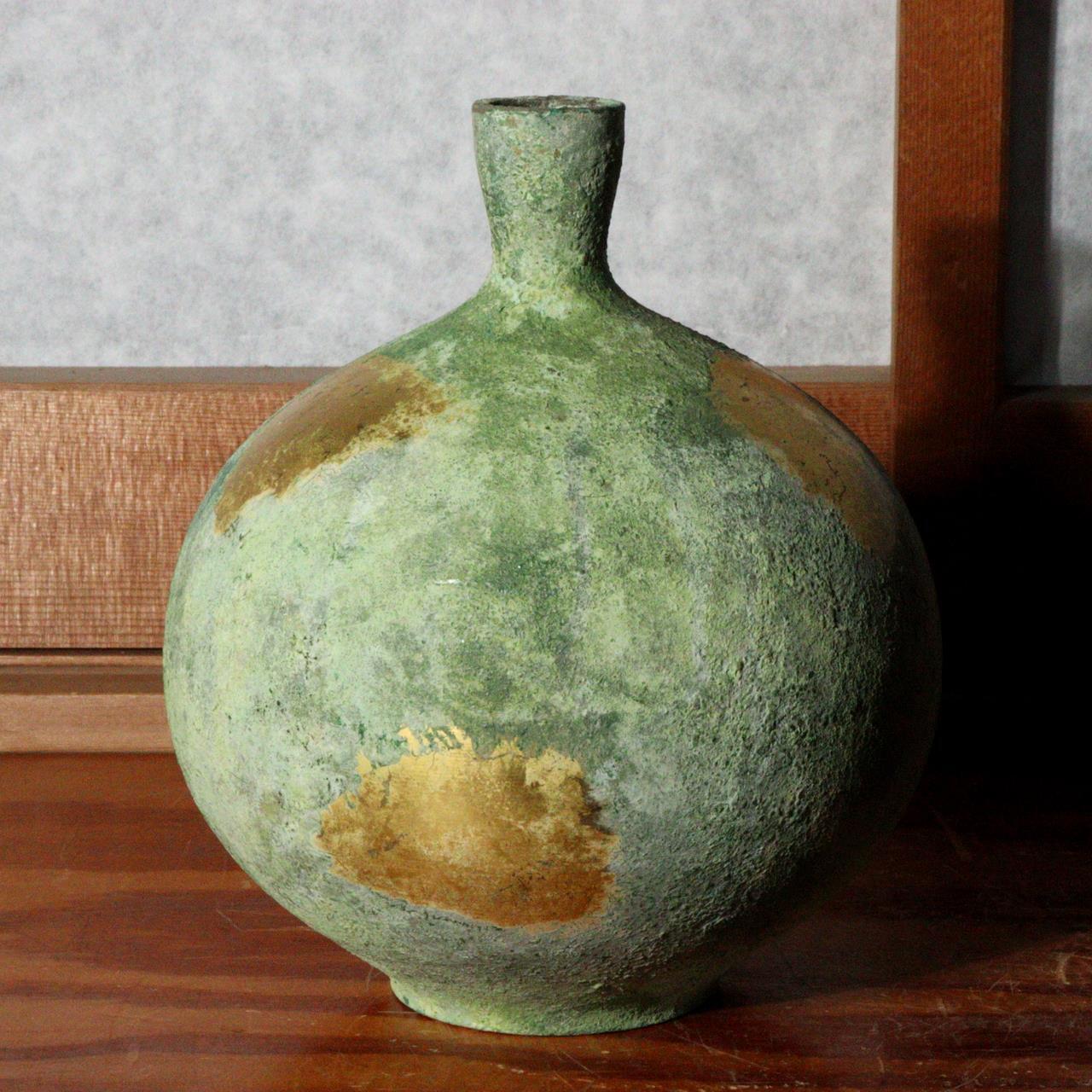 Japanese Bronze Single Flower Vase Takaoka doki BV494