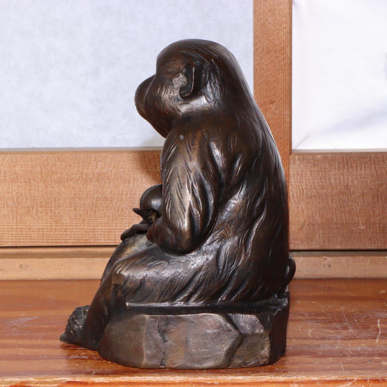 Kansui Watanabe Nitten artist Monkey Bronze statue ornament Japanese BOS804