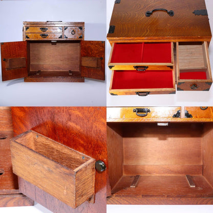 Japanese Wooden Sewing box Haribako Tansu Chest Accessory case WBX265