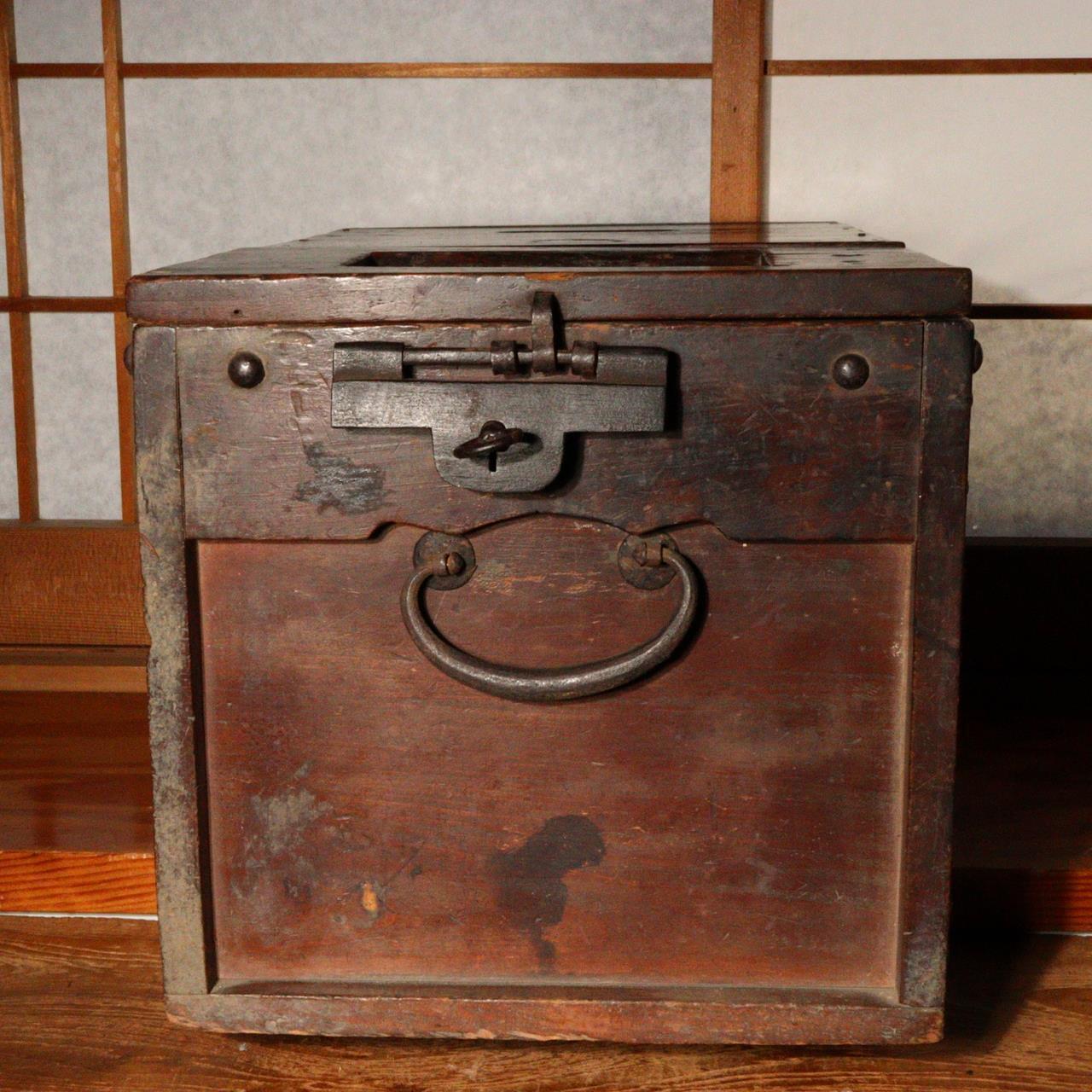 Japanese Antique wooden Money Box Zenibako Senryobako Tansu Chest drawer WBX221